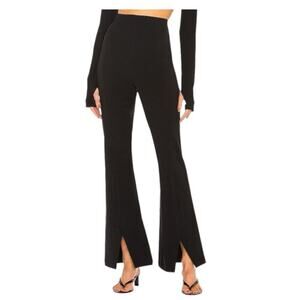 Free People We the Free Black Real Deal Slit Hem Flare Pant 33 Faux Suede HR
